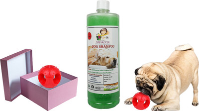swacch Dog Shampoo + Goofy Ball Rubber Chew Toy Combo Pack Conditioning Neem Alovera Dog Shampoo(1 L)