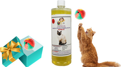 swacch Siamese Cat Shampoo + Rubber Musical Ball , Interactive Playing Ball , Conditioning Lemon Cat Shampoo(1 L)