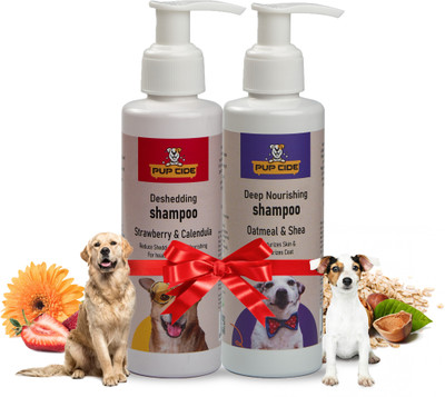 PUP CIDE Combo Pack Of Deep Nourishing Shampoo Oatmeal And Shea + Deshedding Shampoo Conditioning Strawberry, Calendula Dog Shampoo(400 ml)