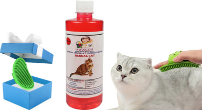 swacch Bengal Cat Shampoo + Bath Brush with Adjustable Straps Conditioning Strawberry Cat Shampoo(500 ml)