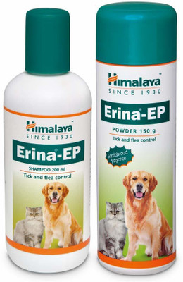 Himalaya Herbals Erina EP Tick & Flea Shampoo 200ml and Tick & Flea Dusting Powder 150ml Combo Flea and Tick NATURAL Dog, Cat Shampoo(150 ml)