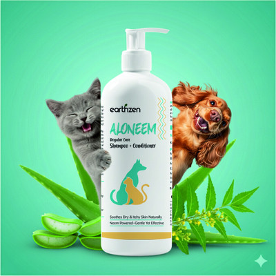 Earthzen Earthzen Aloneem Regular Care Shampoo with Pump (200ml) Hypoallergenic, Itch Relief Natural Dog, Cat Shampoo(200 ml)