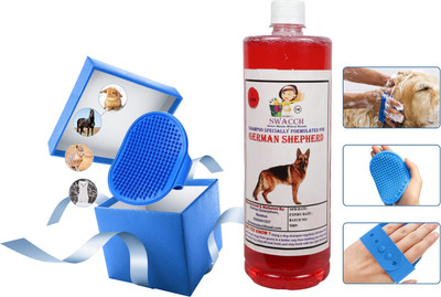 swacch German Shepherd Dog Shampoo + Bath Brush with Adjustable Straps Conditioning Jasmine Dog Shampoo(1 L)