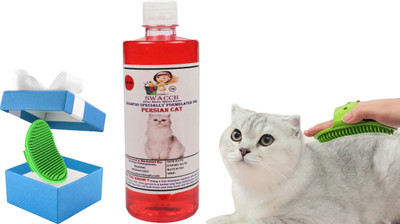 swacch Persian Cat Shampoo + Bath Brush with Adjustable Straps Conditioning Jasmine Cat Shampoo(500 ml)