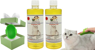 swacch Persian Cat Shampoo + Bath Brush with Adjustable Straps Conditioning Lemon Cat Shampoo(1000 ml)