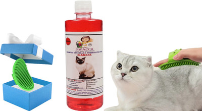 swacch Siamese Cat Shampoo + Bath Brush with Adjustable Straps Conditioning Jasmine Cat Shampoo(500 ml)