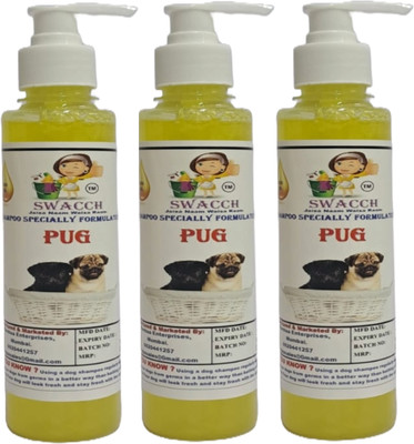 swacch Premium Shampoo For Pug (200ml) (Pack of 3) Conditioning Lemon Dog Shampoo(600 ml)