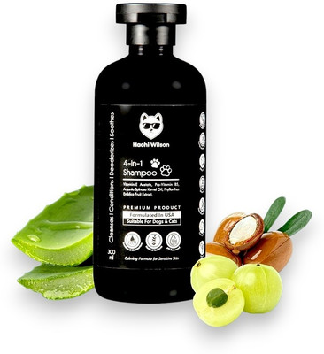 Hachi Wilson 4 in 1 Dog/Cat Shampoo Conditioner & Deodorizer, Tackle Tangles Conditioning Basil Scent Dog Shampoo(300 ml)