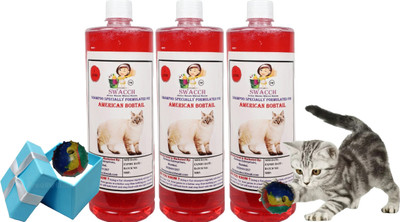 swacch American Bobtail Cat Shampoo + Rubber Musical Ball , Interactive Playing Ball Conditioning Strawberry Cat Shampoo(3 L)