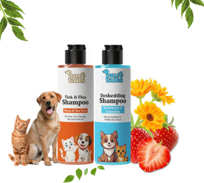 Pure Tails Dog Combo 2 | Flea & Tick 200ml + De-Shedding 200ml Anti-fungal, Anti-Bacterial Natural Dog, Cat Shampoo(500 ml) Pure Tails Dog Combo 2 | Flea & Tick 200ml + De-Shedding 200ml Anti-fungal, Anti-Bacterial Natural Dog, Cat Shampoo(500 ml)