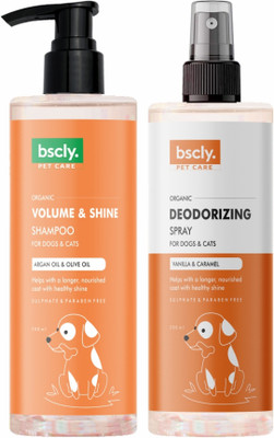 bscly Pet Grooming Kit – Volume & Shine Shampoo and Deodorizing Spray for Dogs & Cats Pet Spa Kit