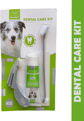 Pet Needs PA-TB-06-Oral Dental Kit-3 in 1 Finger Brush Long Brush and Mint Toothpaste Pet Toothpaste(Dog, Cat, Small Pets)
