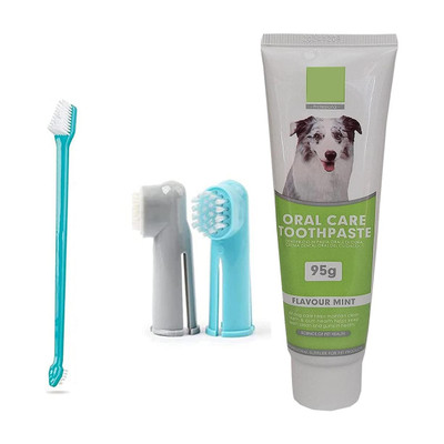 W9 Pet Products Mint Flavor Dog Toothpaste 95g With Cleaning Dental Toothbrush Pet Toothpaste(Dog, Cat, Small Pets)