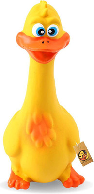 Foodie Puppies Natural Latex Non-Toxic, Cute Animal Design, Fetch & Chew Safe Play - Duck Rubber Squeaky Toy For Dog