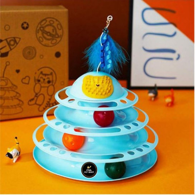 PSK PET MART Random color Non-Slip Multi-Tier Cat Ball Tower Rotating Tracks Cat Chase Toy Plastic Training Aid For Dog & Cat
