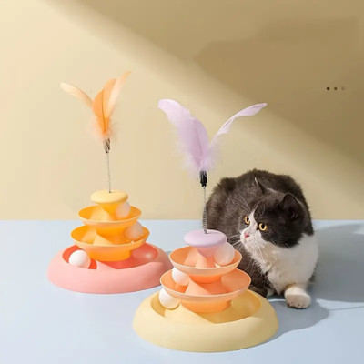 PSK PET MART Cat Track Toy, Fall Resistant Safe Cat Ball Tower Toy 3 Level PP (Polypropylene) Fetch Toy, Chew Toy For Cat