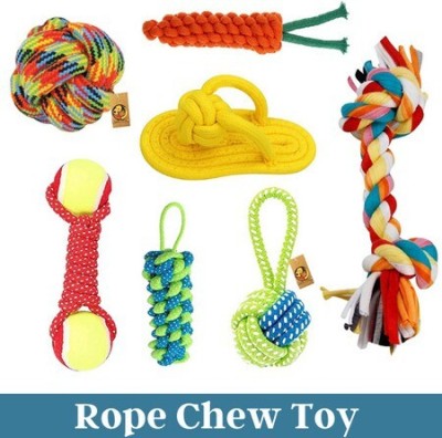 Foodie Puppies 7in1 Durable Chew Teething Fetch Interactive Rope Kit Toy for Nylon Chew Toy, Tug Toy For Dog