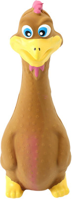 Foodie Puppies Natural Latex Non-Toxic, Cute Animal Design, Fetch & Chew Safe Play - Brown Duck Rubber Squeaky Toy For Dog