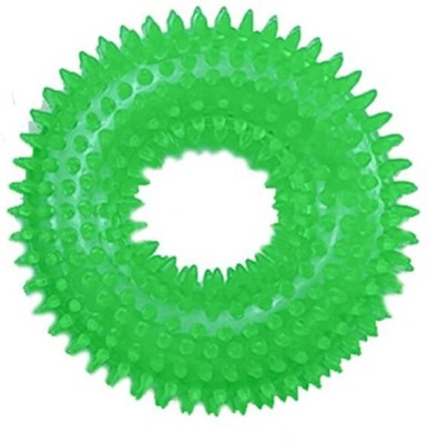 W9 Pet Products Durable Spiky Squeaky Chew Ring Toy for Small Puppy (Green) Rubber Fetch Toy, Squeaky Toy, Rubber Toy, Chew Toy For Dog