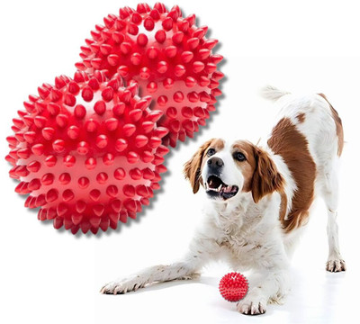 Petfun Red Hard Spike Ball Durable Chew and Rubber Ball For Dog