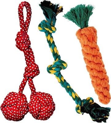 SCAVENGE Dog Rope Toys With Free Chew Rope Carrot Toy , 3 Pack Teeth Cleaning Chew Toys, Cotton, Polyester Ball, Chew Toy, Fetch Toy, Tough Toy, Training Aid, Tug Toy For Dog