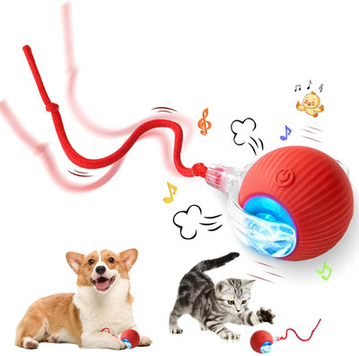 bhumiketmart Smart Cat Rolling Ball with Tail, LED Light & Bird Sound – USB Rechargeable Silicone Ball For Cat
