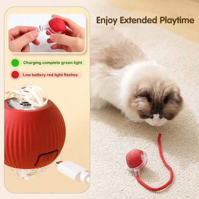 Jishnu Agirav Cat Ball Toy, New Automatic Premium Smart Self Rolling Silicone, Plastic Ball For Dog & Cat