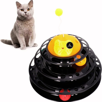 PSK PET MART Spring Ball Cat Tower for Extra Fun Interactive Cat Tower with Rolling Balls Plastic Training Aid For Cat