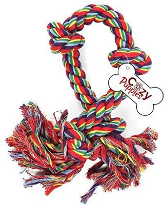 Cozy Puppies 4 Knot Rope Toy Dog's Cotton Rope Chew Toy with 4 Thick Chewable Knots Rope Toy Cotton Chew Toy, Fetch Toy, Soft Toy, Training Aid, Tug Toy For Dog