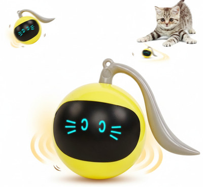 SEVENSPACE AI Motion Cat Toy Ball, 360° Self‑Rolling, USB Rechargeable, LED Lights Plastic Training Aid, Ball For Cat