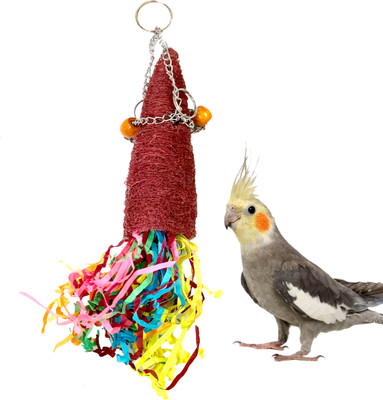 CONGO NATURAL PARROT TREAT 12X3 Inch Down Side Paper Foraging Luffa Chew Color Hanging Toy Paper Chew Toy For Bird