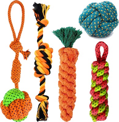 YOUHAVEDEAL Chew Toys for Dog Teething 5 Pack Rope Toys, Interactive Puppy Toys Dog Bone, Cotton, Polyester, Rubber Ball, Chew Toy, Bone For Dog