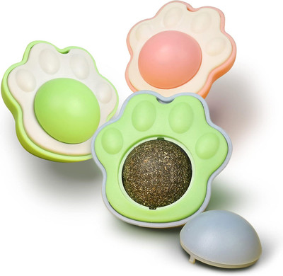 PSK PET MART Catnip Rotating Ball Edible Cat Toy Lick PP (Polypropylene) Fetch Toy, Chew Toy, Treat Dispensing Toy For Cat