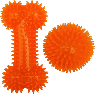Pet Needs 2-Pack Durable Squeaky Spiky Chew Bone Ball For Small Puppy Rubber Ball, Bone, Chew Toy, Fetch Toy, Rubber Toy, Squeaky Toy For Dog