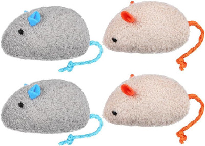 DCM PET MART (Pack of 4)Multicolor Cat and Kitten Playing Toy Mouse Kitten Cat Playing Toy Microfibre Chew Toy, Soft Toy For Cat