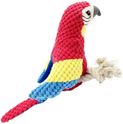 Emily Pets Dog Squeaky Soft Plush Toy for Teeth Cleaning and Chewing Fun Parrot Shape Cotton Squeaky Toy, Chew Toy For Dog & Cat