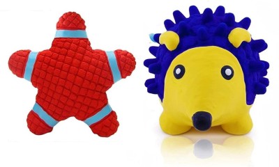 W9 Pet Products Cute Squeaky Rubber Star and Hedgehog Shape Toy for Puppy Rubber Fetch Toy, Rubber Toy, Soft Toy, Squeaky Toy For Dog