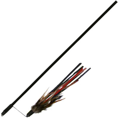 trixie Trixie Playing Rod With Leather Straps And Feathers Polyester Soft Toy For Cat