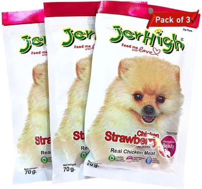 jerhigh JerHigh Chicken Strawberry (3 Pack) Chicken, Strawberry Dog Treat(210 g, Pack of 3)