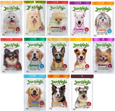 Foodie Puppies Multi Flavour Banana, Bacon, Blueberry, Strawberry, Duck, Spinach, Milk, Liver Dog Treat(70 g, Pack of 13)