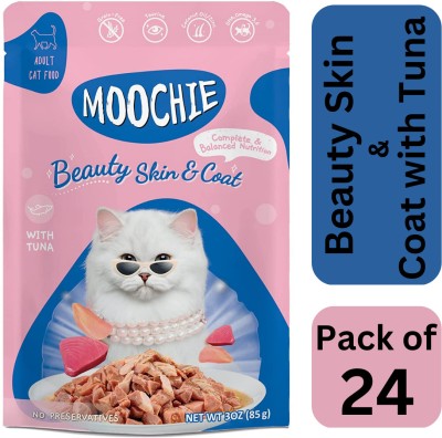 Moochie Food Grain-Free Gravy Cat Treat Beauty Skin & Coat with Tuna (24 PouchX85 g.) Tuna Cat Treat(2.3 kg, Pack of 24)