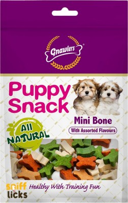 Gnawlers Gnawlers Chicken Snack Mini Bone Treat For Puppy - (250g X 4) By Sniff N Licks Chicken Dog Treat(1 kg, Pack of 4)