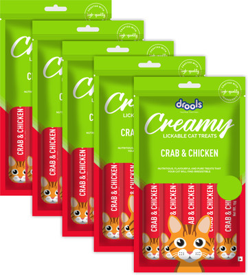 Drools Creamy Lickable Treat Crab and Chicken Cat Treat(375 g, Pack of 5)