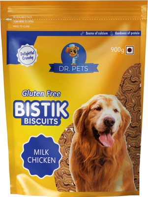Dr. Pets Bistik Dog Biscuits | Gluten-Free, Non Veg | Dogs & Puppies | Healthy Chicken Milk Dog Treat(900 g)
