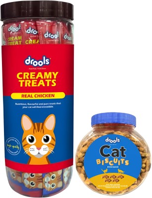 Drools Drools cat biscuit 110 gm & creamy treat 375 gm pack in 1 Chicken Cat Treat(475 g)