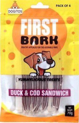 first bark FIRST BARK DOG TREATS DUCK & COD SANDWICH , YUMMYLICIOUS TREATS Duck Dog Treat(70 g, Pack of 4)