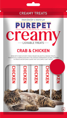 purepet Creamy Lickable Treat Crab and Chicken Cat Treat(75 g, Pack of 5)