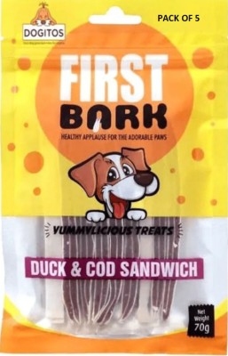 first bark FIRST BARK DOG TREATS DUCK & COD SANDWICH Duck Dog Treat(70 g, Pack of 5)