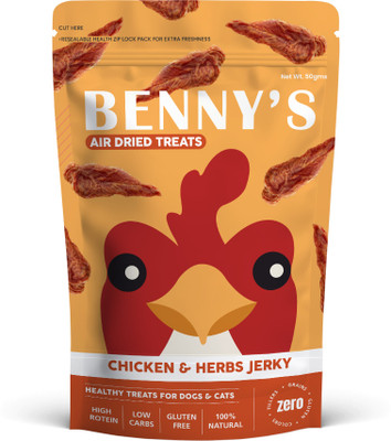 Benny's Bowl High-Protein, Snack | Real Ingredients | Slow-Dried, Healthy & Tasty Jerky Chicken, Herbs Dog & Cat Treat(50 g)