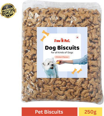 Paw N Pet Dog Bone Shaped Biscuits, Chicken Flavored Dog Treat, Dog training Treats Chicken Dog Treat(250 g)